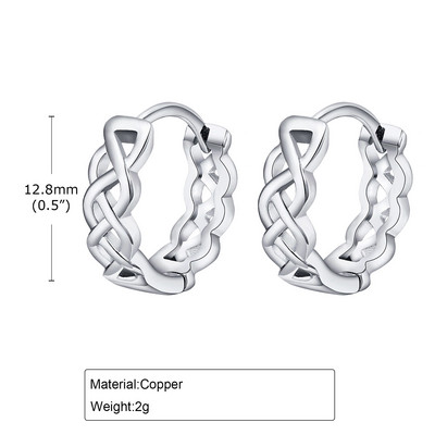 Mprainbow divatos szövött karikafülbevaló férfiaknak fiúknak, ezüst színű kis fém üreges fülbevaló, egyszerű ékszerajándék