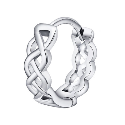 Mprainbow divatos szövött karikafülbevaló férfiaknak fiúknak, ezüst színű kis fém üreges fülbevaló, egyszerű ékszerajándék