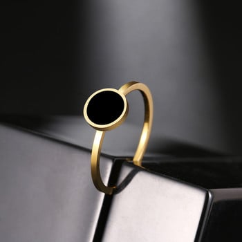 Δαχτυλίδι από ανοξείδωτο ατσάλι Μόδα μοντέρνο στυλ OL Επετειακό μαύρο στρογγυλό πέτρινο δαχτυλίδι για γυναίκες Κοσμήματα Δώρα για κορίτσια γάμου