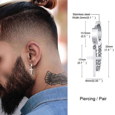 Roostevabast terasest rist topeltketiga Huggie Hoops kõrvarõngapaar meestele Naiste kõrvarõngad