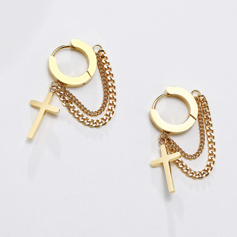 Roostevabast terasest rist topeltketiga Huggie Hoops kõrvarõngapaar meestele Naiste kõrvarõngad