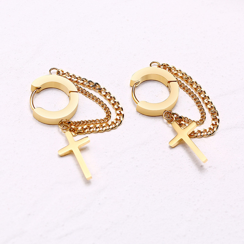 Roostevabast terasest rist topeltketiga Huggie Hoops kõrvarõngapaar meestele Naiste kõrvarõngad