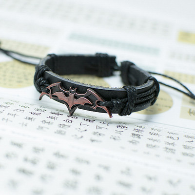 Vintage pruun must nahast nahkhiire käevõru naistele meestele käsitsi valmistatud köis kett nahkhiired võlu käevõrud ehted punk käepael