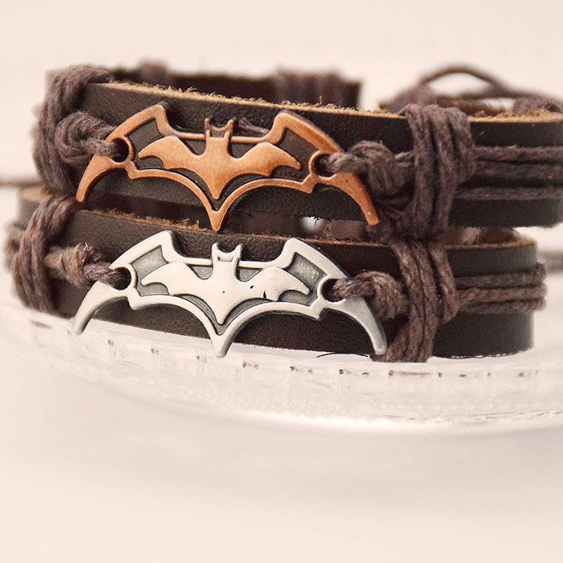 Vintage pruun must nahast nahkhiire käevõru naistele meestele käsitsi valmistatud köis kett nahkhiired võlu käevõrud ehted punk käepael