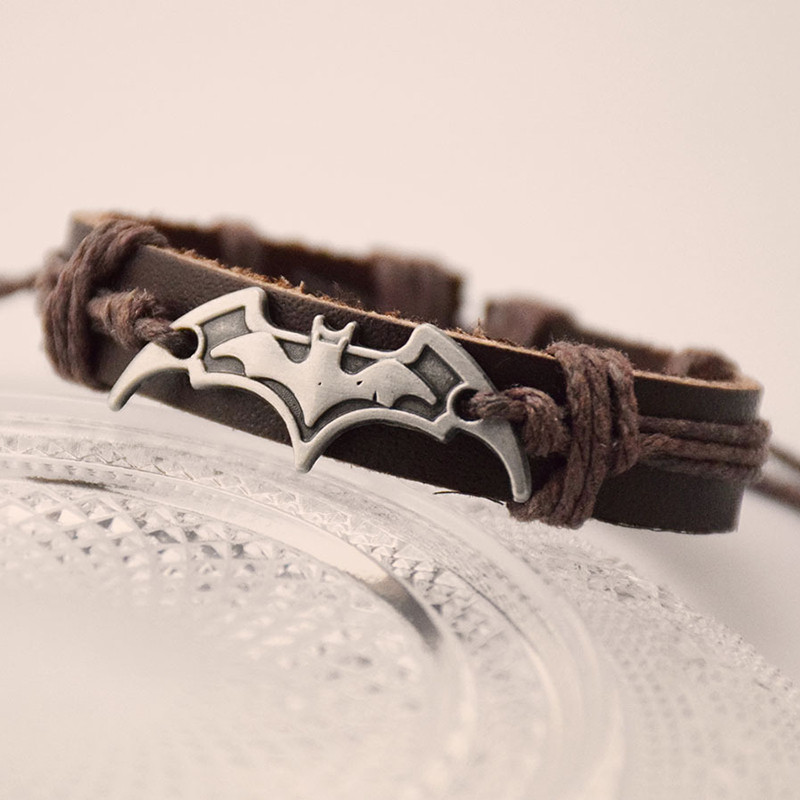 Vintage pruun must nahast nahkhiire käevõru naistele meestele käsitsi valmistatud köis kett nahkhiired võlu käevõrud ehted punk käepael