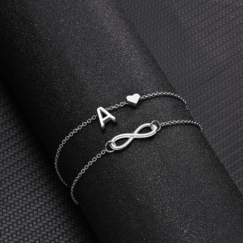 Bohemia Style Layered 26 Letter Heart Infinity Anklet για Γυναικεία Summer Beach Initial Anklet On Foot Ankle Κοσμήματα Ταξιδιωτικό δώρο