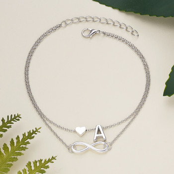 Bohemia Style Layered 26 Letter Heart Infinity Anklet για Γυναικεία Summer Beach Initial Anklet On Foot Ankle Κοσμήματα Ταξιδιωτικό δώρο