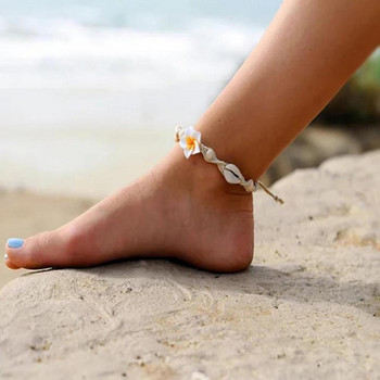 2023 Γυναικείες αστραγάλες Πήλινο κοχύλι Frangipani Anklets Bohemian Flower Sea Shell Beads Πόδι αλυσίδα Γυναικείο ξυπόλυτο βραχιόλι στον αστράγαλο