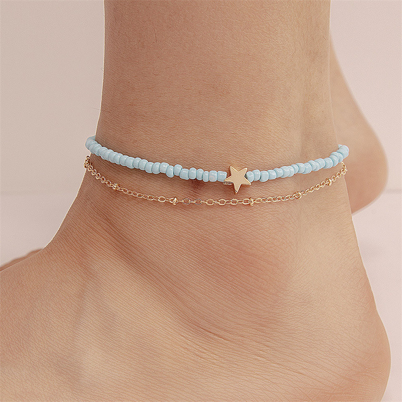 Saldās margrietiņas ziedu potītes sievietēm Pludmales jūraszvaigznes jūras gliemežvāku krelles potītes kāju aproce Bohēmijas pēdu ķēde sandales rotaslietas dāvanas