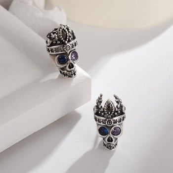 Vintage Gothic Skull Crown Zirconia Stud σκουλαρίκια για άντρες Γυναικείες Δώρα αποκριάτικου ροκ πάρτι για χορό