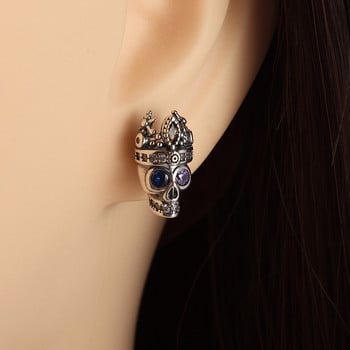 Vintage Gothic Skull Crown Zirconia Stud σκουλαρίκια για άντρες Γυναικείες Δώρα αποκριάτικου ροκ πάρτι για χορό