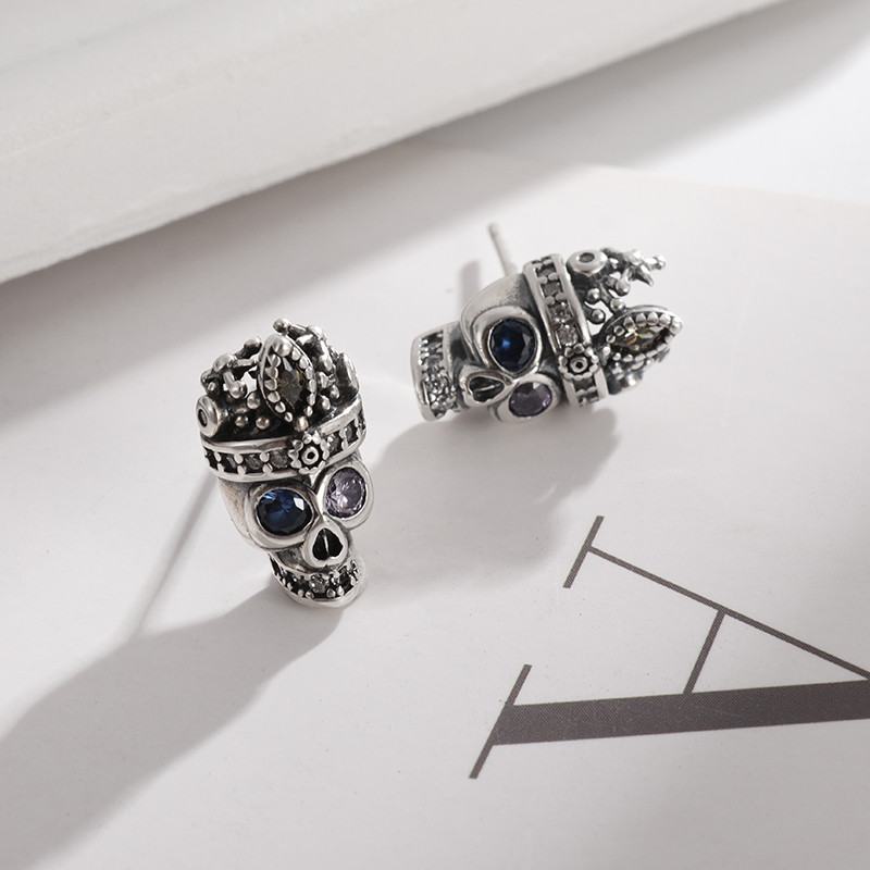 Vintage gotičke naušnice s krunom od cirkonija za muškarce, žene, modni rock party za noć vještica, darovi za maturalnu večer, nakit