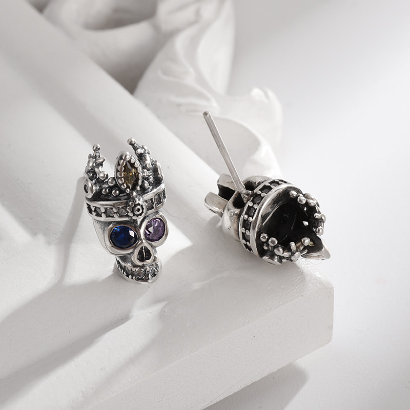 Vintage gotičke naušnice s krunom od cirkonija za muškarce, žene, modni rock party za noć vještica, darovi za maturalnu večer, nakit