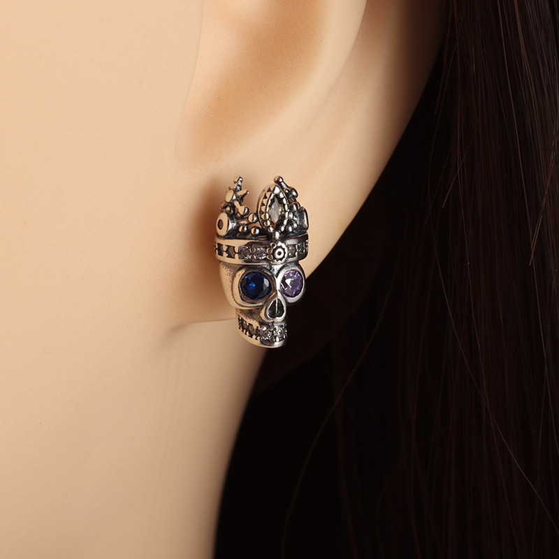 Vintage gotičke naušnice s krunom od cirkonija za muškarce, žene, modni rock party za noć vještica, darovi za maturalnu večer, nakit