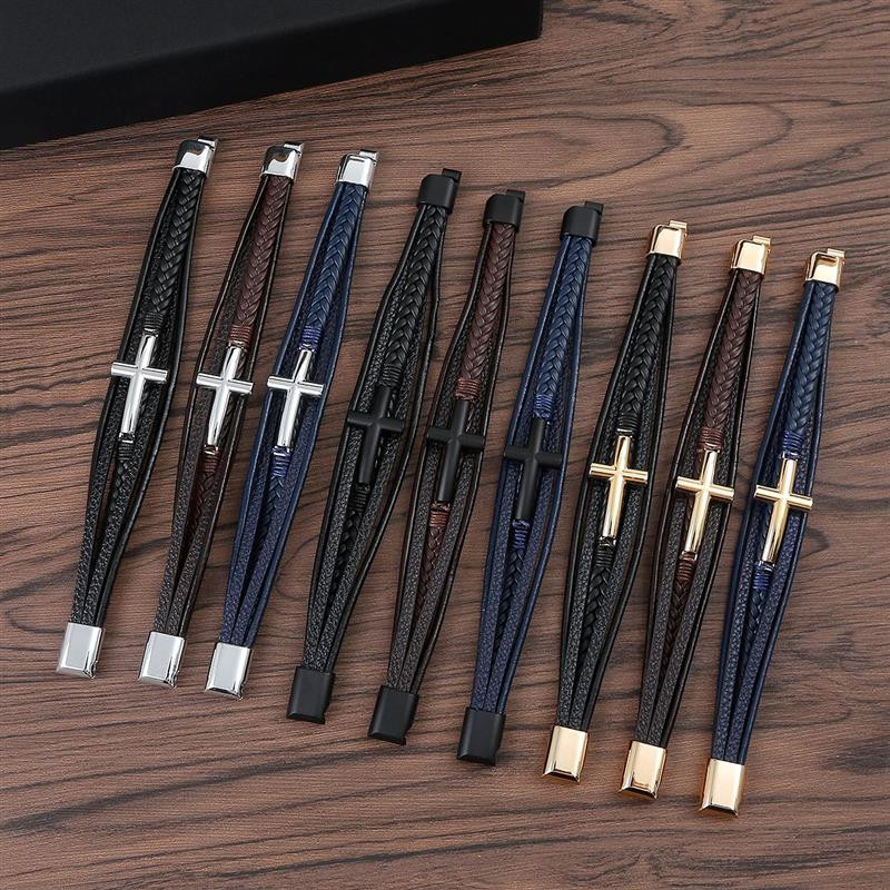 Vintage meeste nahast käevõru Käsitsi kootud mitmekihiline nahasulamist magnetpandlaga käevõru Moeehted hulgimüük