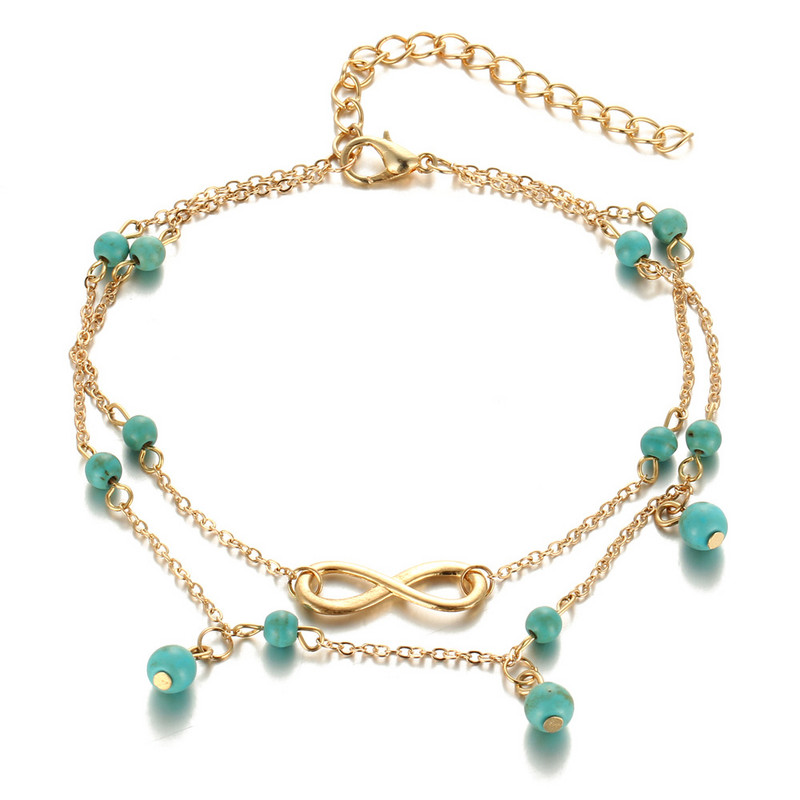 Γυναικεία Bohemian Heart Infinity Summer Anklets για Γυναικείες Βραχιόλια Αστραγάλου Κοριτσίστικα Ξυπόλητα στο πόδι Αξεσουάρ κοσμημάτων δώρου