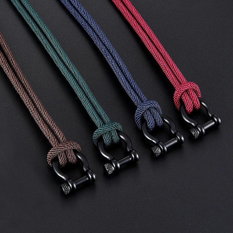 Uus Ocean Animal Shark Käevõru Meeste Mitmekihiline reguleeritav 4mm nailonnöörist kett Braslet Matkaehted Rannatarvikud Joias