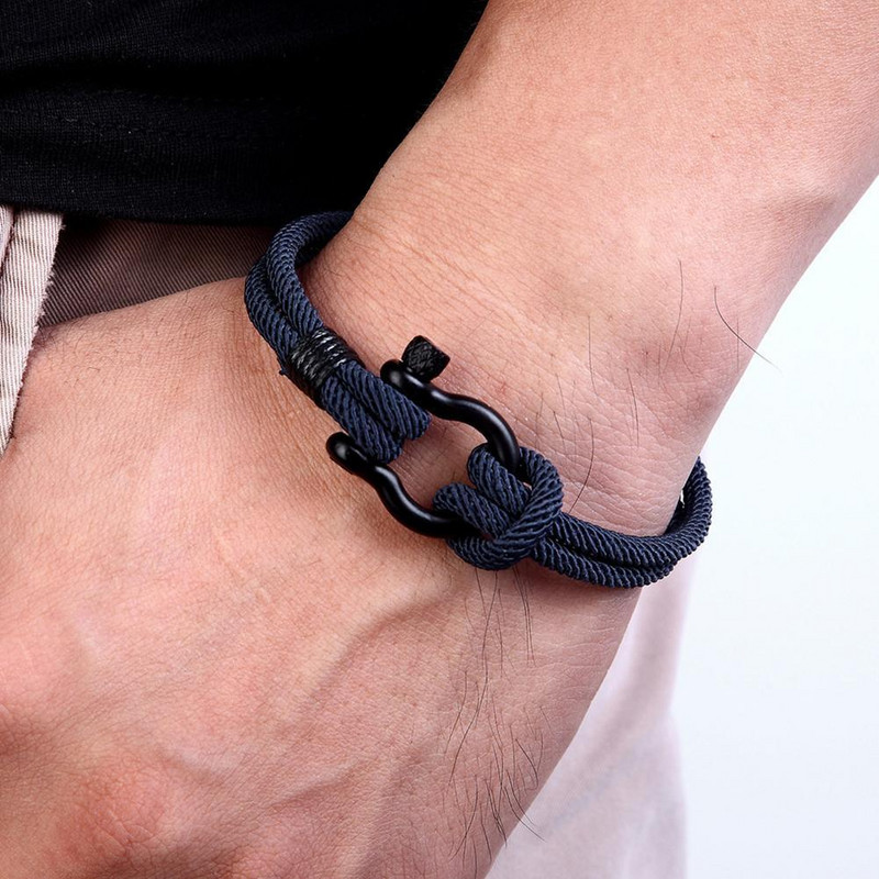 Uus Ocean Animal Shark Käevõru Meeste Mitmekihiline reguleeritav 4mm nailonnöörist kett Braslet Matkaehted Rannatarvikud Joias