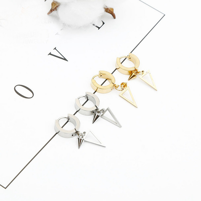 1 paar Unisex Punk Drop kõrvarõngaid naistele Meestele Ehted Aksessuaarid Roostevabast terasest geomeetriline kolmnurkne koonuskõrvarõngas Kingitus