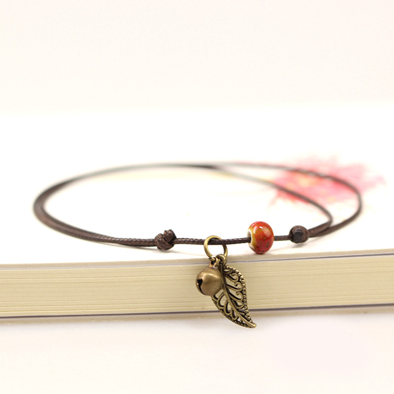 Simple Ceramic Anklets sieviešu oriģinālas ar rokām austas modes potītes lapu keramikas rotaslietas jewlries vairumtirdzniecība #1023