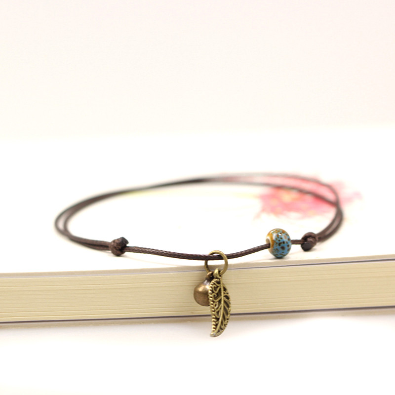 Simple Ceramic Anklets sieviešu oriģinālas ar rokām austas modes potītes lapu keramikas rotaslietas jewlries vairumtirdzniecība #1023