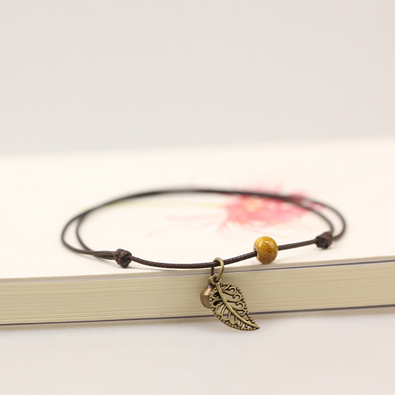 Simple Ceramic Anklets sieviešu oriģinālas ar rokām austas modes potītes lapu keramikas rotaslietas jewlries vairumtirdzniecība #1023