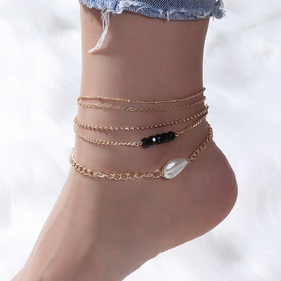 Aihua Hot Bohemia Simple Pearl Shell Anklet Chain για γυναίκες Κλασικό βραχιόλι αστραγάλου στο πόδι Μοντέρνα καλοκαιρινά κοσμήματα παραλίας δώρα