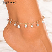 Vintage mood ripats, kristallist jalavõru naistele Link Chin Bohemian Gold Color Hõbeda värvi kingakett käevõru Jalaehted