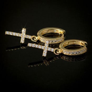 Huitan New Trendy Cross Drop Earring Mosaic Cubic Zircon Прости и елегантни аксесоари Универсални обеци за ежедневно носене за жени