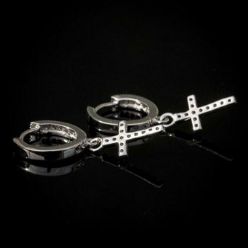 Huitan Νέο μοντέρνο σκουλαρίκι σταυρού μωσαϊκό κυβικό ζιργκόν Απλά και κομψά αξεσουάρ Ευέλικτα σκουλαρίκια καθημερινής χρήσης για γυναίκες