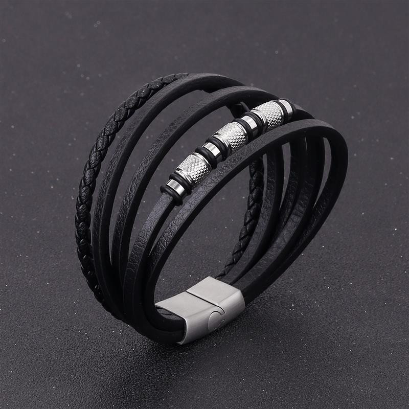 Roostevabast terasest meeste nahast käevõrud Trendikad võluvad mitmekihilised punutud köiega käevõrud meestele Naiste käevõrud ehete hulgimüük