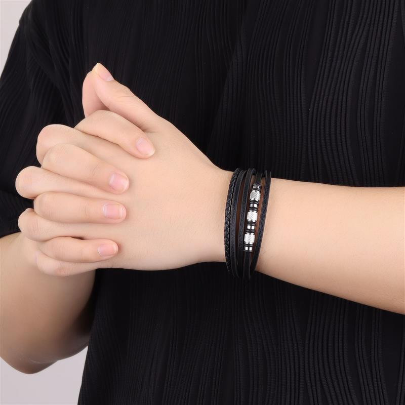 Roostevabast terasest meeste nahast käevõrud Trendikad võluvad mitmekihilised punutud köiega käevõrud meestele Naiste käevõrud ehete hulgimüük