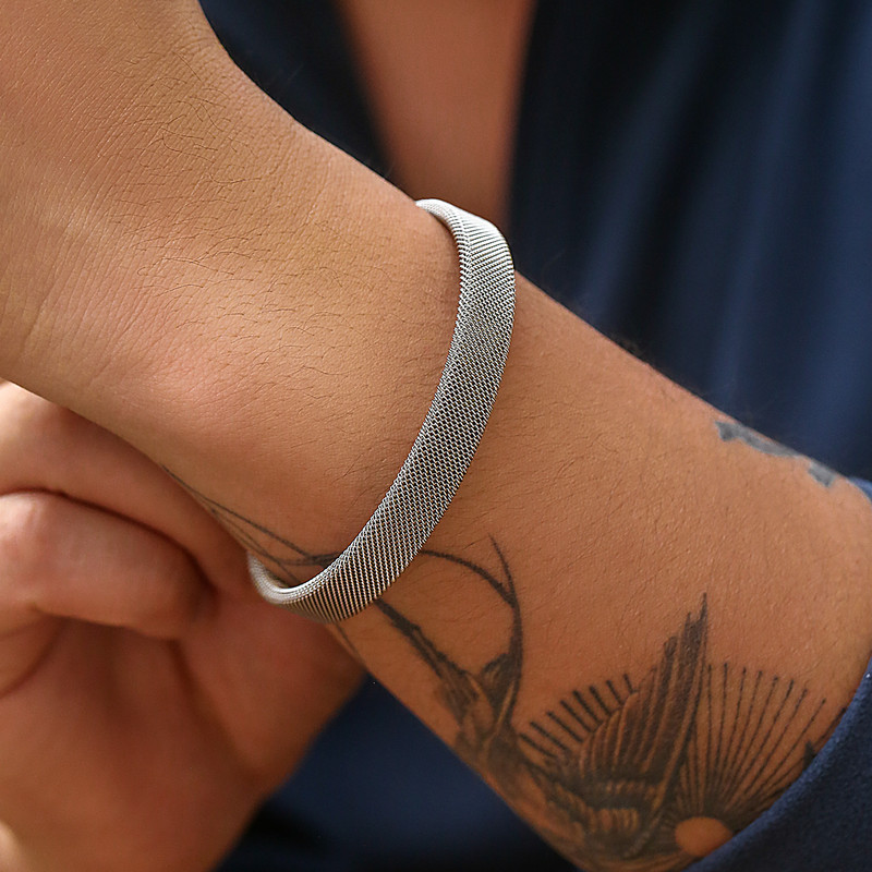 Purui Punk roostevabast terasest kullavärvi võrkkett-manseti käevõru meestele, lihtsad käevõrud, moeehted, tänavapoisid 2024