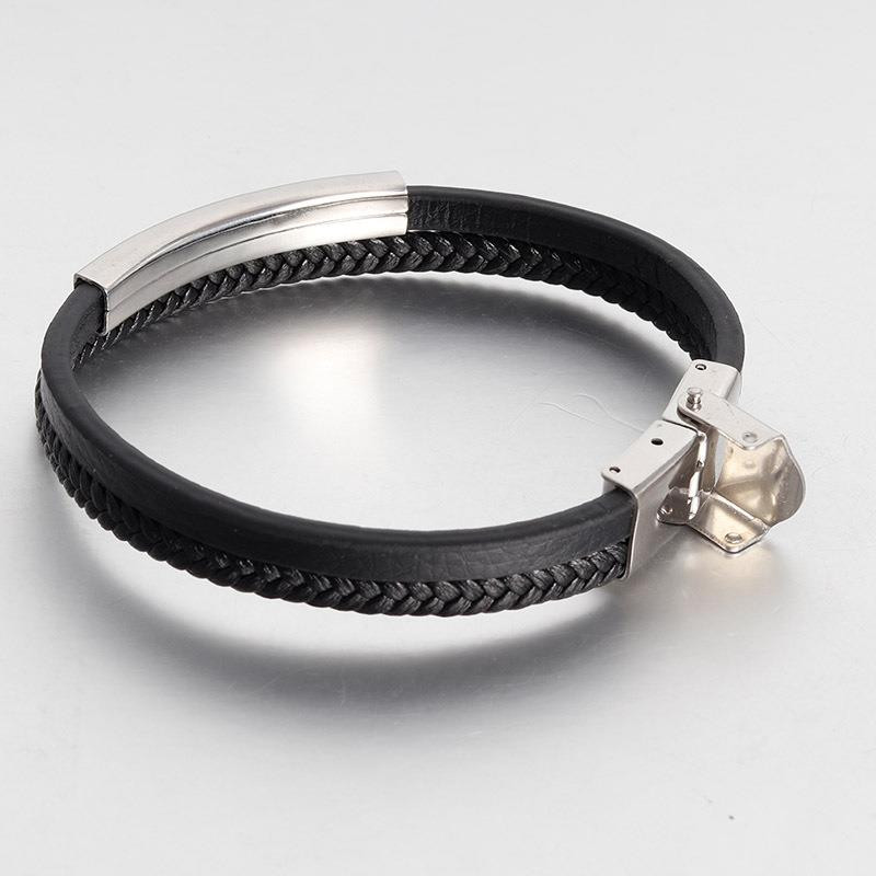 Δερμάτινο βραχιόλι με πολυστρωματικό κορδόνι ανδρικό πολυτελές λουράκι καρπού από ανοξείδωτο ατσάλι Χειροποίητο δερμάτινο βραχιόλι με κουμπωτά βραχιόλια κοσμήματα δώρο