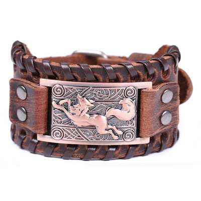 My Shape Totem Fox Ādas Rokassprādzes Vīriešiem Vintage Amulets Dzīvnieks Totem Rokassprādze Viking Aksesuāri Rokas siksnas Rotaslietas Dāvanas Vīriešiem