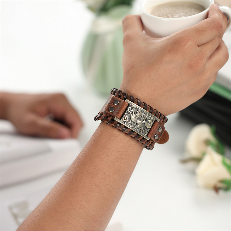 My Shape Totem Fox Ādas Rokassprādzes Vīriešiem Vintage Amulets Dzīvnieks Totem Rokassprādze Viking Aksesuāri Rokas siksnas Rotaslietas Dāvanas Vīriešiem