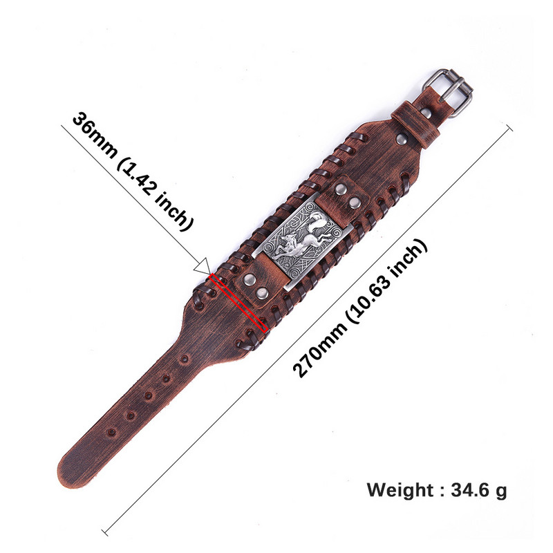 My Shape Totem Fox Ādas Rokassprādzes Vīriešiem Vintage Amulets Dzīvnieks Totem Rokassprādze Viking Aksesuāri Rokas siksnas Rotaslietas Dāvanas Vīriešiem