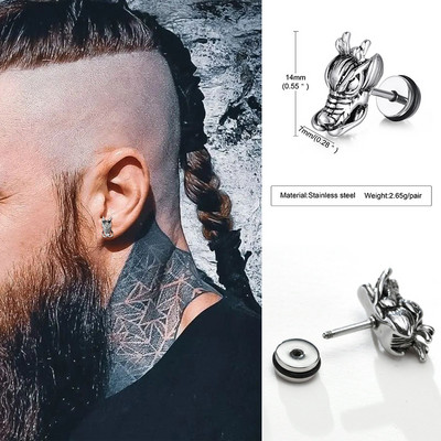 Meeste kääridega kõrvarõngad, juuksuri õmbleja kõrvarõngad, roostevabast terasest õmblev juuksuri kingitus, kinnikeeratavad kõrvatropid