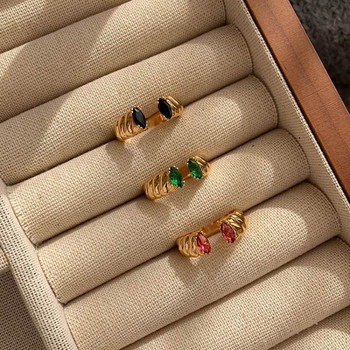 Δαχτυλίδια αρραβώνων Foxanry που δεν ξεθωριάζουν σε χρυσό χρώμα για γυναικεία ζευγάρια Μοντέρνα κομψά αστραφτερά ζιργκόν Δώρα κοσμήματα γάμου νύφης