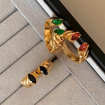 Δαχτυλίδια αρραβώνων Foxanry που δεν ξεθωριάζουν σε χρυσό χρώμα για γυναικεία ζευγάρια Μοντέρνα κομψά αστραφτερά ζιργκόν Δώρα κοσμήματα γάμου νύφης