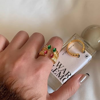 Foxanry Неизбледняващи годежни пръстени в златен цвят за жени Двойки Модерни елегантни искрящи циркони Сватба Булка Бижута Подаръци