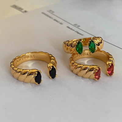 Foxanry Неизбледняващи годежни пръстени в златен цвят за жени Двойки Модерни елегантни искрящи циркони Сватба Булка Бижута Подаръци