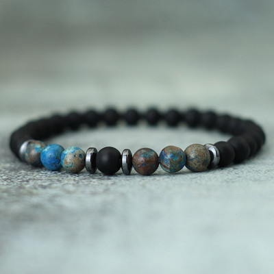 Noter Minimalistlik helmestega käevõru meestele 6 mm hematiit oonüks tiigrisilmad kivist käevõru vaba aja aksessuaarid Pulseras Para Hombre