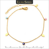 LUXUSTEEL 2022 Boho Anklets Ανοξείδωτο ατσάλι Χρυσό Χρώμα Σμάλτο Στρογγυλό Evil Eye Leg Chain Καλοκαιρινό Δώρο για Γυναίκες Φίλη