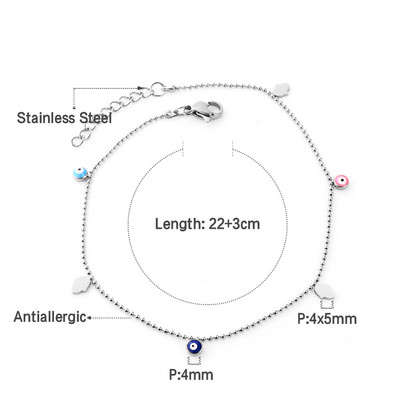 LUXUSTEEL 2022 Boho Anklets Ανοξείδωτο ατσάλι Χρυσό Χρώμα Σμάλτο Στρογγυλό Evil Eye Leg Chain Καλοκαιρινό Δώρο για Γυναίκες Φίλη
