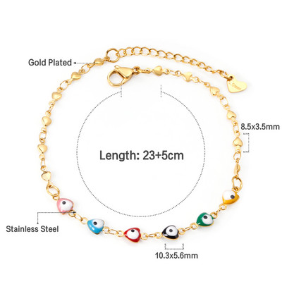 LUXUSTEEL 2022 Boho Anklets Ανοξείδωτο ατσάλι Χρυσό Χρώμα Σμάλτο Στρογγυλό Evil Eye Leg Chain Καλοκαιρινό Δώρο για Γυναίκες Φίλη