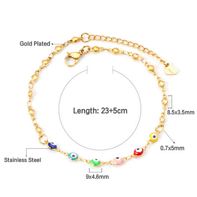 LUXUSTEEL 2022 Boho Anklets Ανοξείδωτο ατσάλι Χρυσό Χρώμα Σμάλτο Στρογγυλό Evil Eye Leg Chain Καλοκαιρινό Δώρο για Γυναίκες Φίλη