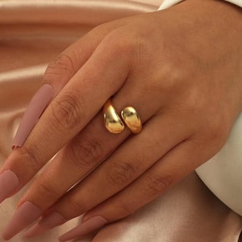 Vintage Smooth Water Droplet ανοιγόμενα δαχτυλίδια για γυναίκες Μόδα Γεωμετρική ακανόνιστη χρυσή ασημί χρώμα Δαχτυλίδι αγκαλιάς Χριστουγεννιάτικο δώρο