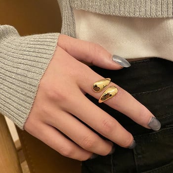 Винтидж гладки отварящи се пръстени с водни капчици за жени Модни геометрични неправилни златисто сребърни пръстени за прегръдка Парти коледен подарък