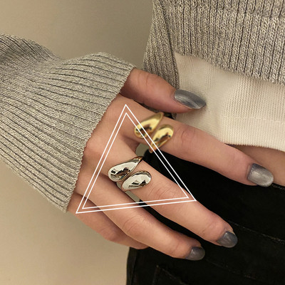 Vintage siledad veetilga avamissõrmused naistele Moodsad geomeetrilised ebakorrapärased kuldsed hõbedased kallistussõrmused peoõhtu jõulukingitus